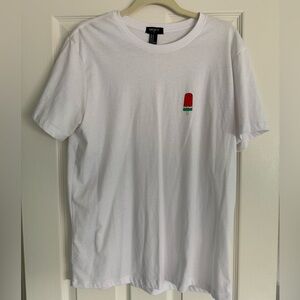 Forever 21 White Tee with Red Popsicle Patch